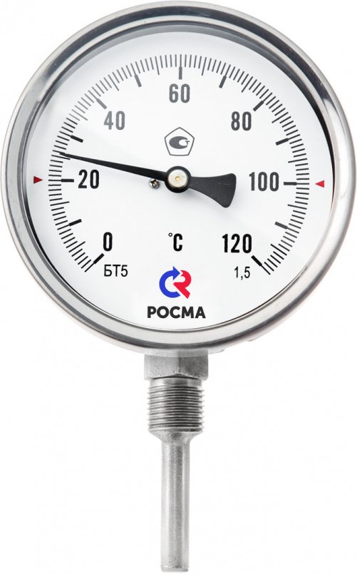 Термометры коррозионностойкие (радиальное присоединение), модели БТ-52.220, БТ-72.220